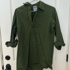 Military Green 3/4 Button Down